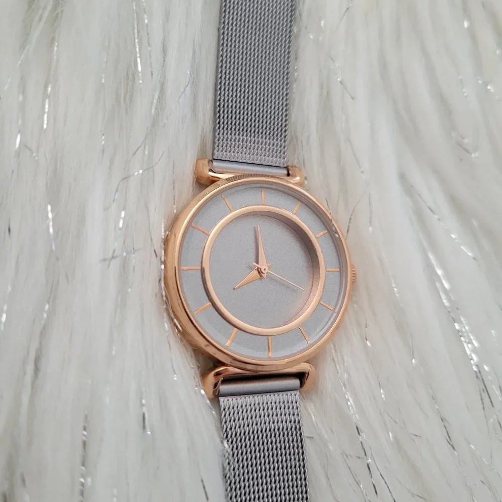 Two-Tone Mesh Metal Watch